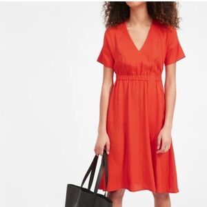 Everlane Red v Neck Women's Dress Size 2